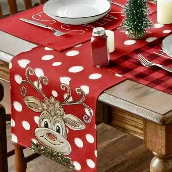 Martha Stewart Holiday TABLE RUNNER CHRISTMAS. RUDOLPH REINDEER 12” x 72”. - Picture 2 of 10